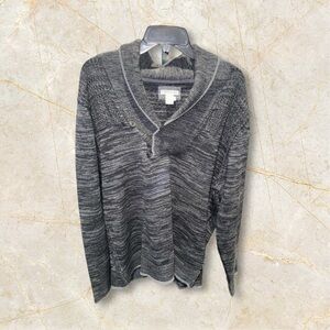 Carbon 2‎ Cobalt Sweater Size L Mens 1/2 Button Hook & Loop Gray Elbow Patches